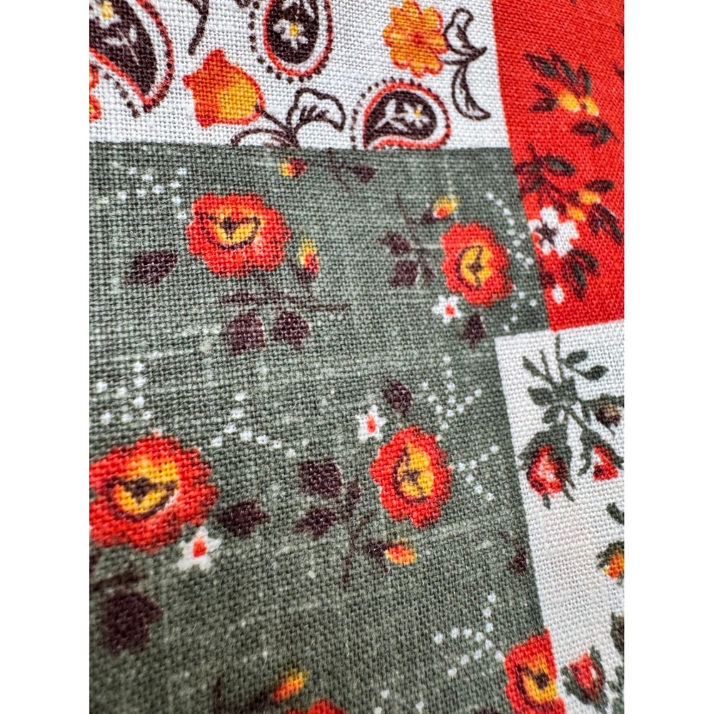 Vintage Patchwork Cotton Shower & Window Curtain Set Floral 70s Calico Pront - Picture 5 of 12